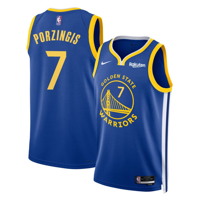 Men's Golden State Warriors #7 Kristaps Porzingis Blue 2026 Icon Edition Stitched Basketball Jersey